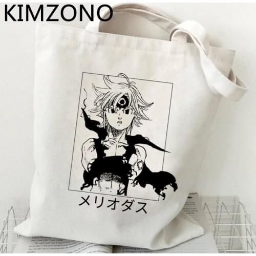 Black Clover shopping bag tote shopper jute bag cotton canvas shopping bag foldable fabric sacola woven grab