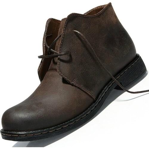 Super Warm Mens Winter Genuine Cow Leather Men Waterproof Rubber Snow Boots Leisure Boots England Retro Shoes For Men Big Size