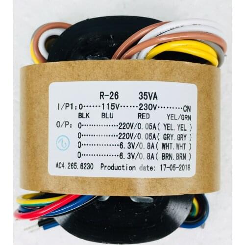 35VA(35W) R-core transformer 0-115-230V to 220V *2+ 6.3V*2 for tube preamp