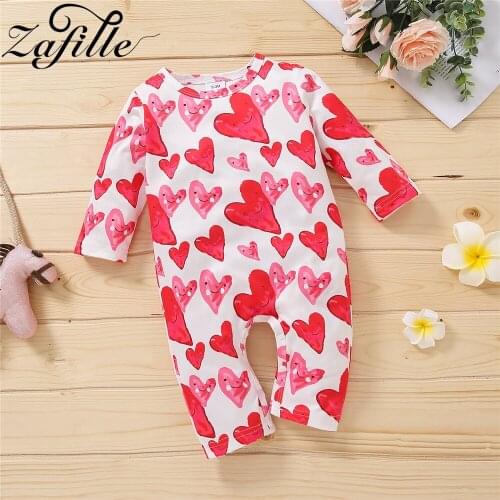 ZAFILLE Newborn Baby Girl Clothes Love Printed Baby Girls Rompers Infant Toddler Girls Jumpsuit For Kids Baby Girl Overalls