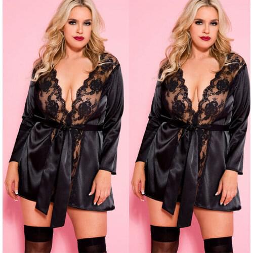 Meihuida Ladies Sexy Lingerie Lace Babydoll Nightgown Kimono Robe Dresses Erotic Sex Rope Cardigan Stain Nightwear Plus Size