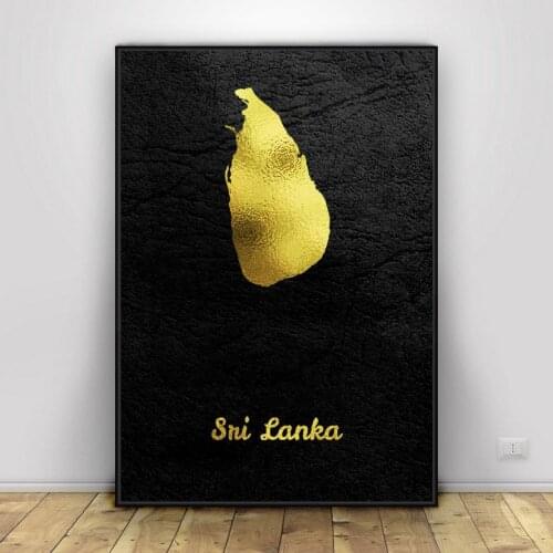 Gold Map Sri Lanka Canvas Wall Art Print Modern Painting Poster Wall Picture Living Room Corridor Decoration