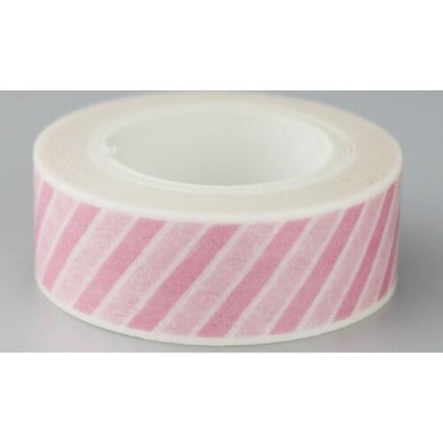 1.5cm Pink diagonal stripe Adhesive Tape for Scrapbooking DIY Craft Sticky Deco Masking Japanese Paper Washi Tape