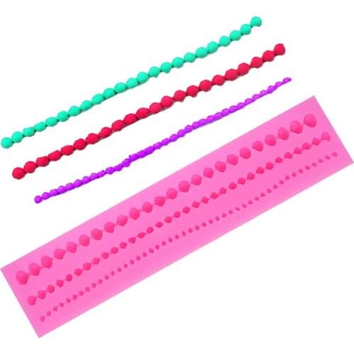 1PC Beads Chain Cake Mold Silicone Pearl Chain Shape Fondant Mold Cake Decoration Sugar Craft Cake Fondant Moulds LB 472