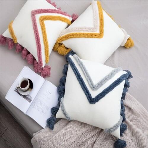 100% Acrylic Knitting Tassel Cushion Cover Wedding Decor Fashion Pillowslip Nordic Style Pillow Cover Home Decor Cushion Cover