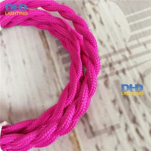 12meters 2 Wire Vintage pink color 0.75mm2 braided Wire Twisted Cable Textile Cable Vintage lighting cable free shipping