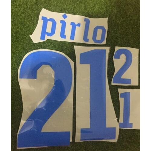 2010 Italy Nameset #21 Pirlo #10 Totti #5 Cannavaro Maldini Nesta Printing Flocking Customize Any Name Number Heat Transfer