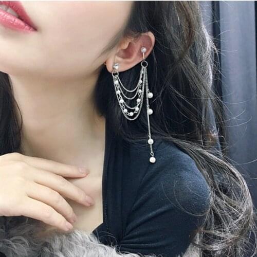 2020 New Earrings Fashion Jewelry Personality Imitation Pearl Style Ear Chain Tassel Long Temperament Earrings For Women Wholesa