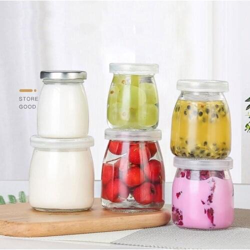 3pcs Glass Drinking Jar Bottle Pudding Milk Bottles with Lid Reusable Container for Juicing Homemade Beverages Glass Storage Jar