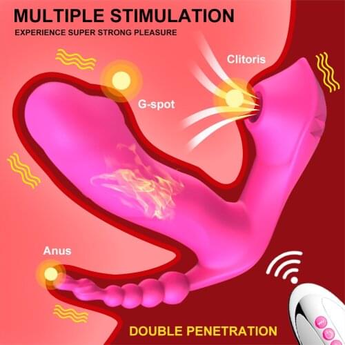 3 IN 1 Sucking Vibrator 7 Mode Vibrating Sucker Anal Vagina Clitoris Stimulator Wearable Oral Suction Erotic Sex Toys for Women