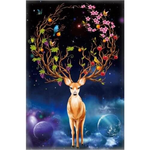 5D DIY Full Round/Square Diamond Painting "Fortune Deer" 3D Embroidery Cross Stitch Rhinestone Mosaic Home Dector Art YC200
