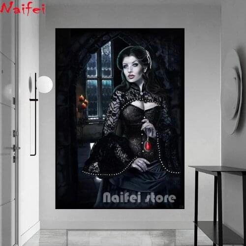 Diamond Embroidery Vampire Woman 5D DIY Diamond Painting Mosaic Full Square Round Drill Cross Stitch Wall Art Halloween Gift