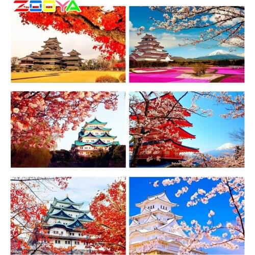 Diamond Painting 5D Diy Plum Blossom House Landscape Cross Embroidery Home Decoration Cross Stitch Kits Sale Mosaic Diamond H873