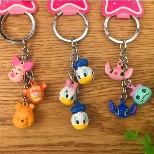 Disney Stitch Pooh Donald Duck Anime Action Toy Figures Cartoon Products Accessories Metal Keychain Pendant Ornament Unisex Gift