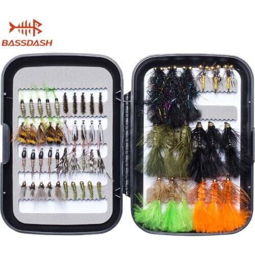 Bassdash Trout Fishing Flies Assortment 58pcs Include Dry Wet Flies Nymphs Streamers, Fly Lure Kit with Fly Box