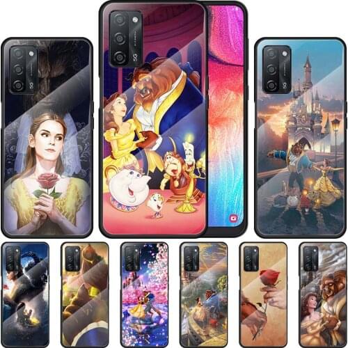 Beauty and the beast for OPPO Realme 7i 7 6 5 Pro C3 XT A9 2020 A52 Find X2Lite Luxury Tempered Glass Phone Case Cover