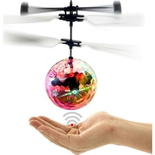 Toy Mini Crystal Ball Induction Aircraft Colorful Light Floating Usb Charge Strange Remote Control for Boy