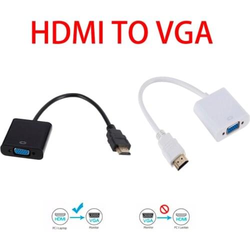 Grwibeou 1080P hdmi to vga cable converter male to female adapter for pc tablet hdmi output digital hdtv display