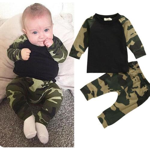 Camouflage Toddler Newborn Baby Boys Kids Clothes Sets 0-24M T-shirt Tops+Pants Outfit Clothes Set