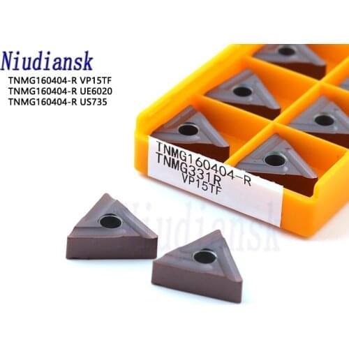 10PCS Carbide insert TNMG160404 R VP15TF UE6020 US735 External Turning Tools TNMG 160404 R turning insert CNC lathe too