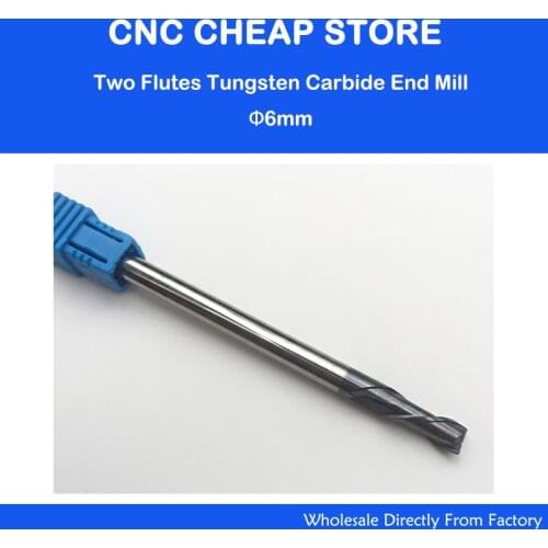 2PCS 2 Two Double flutes HRC55 extra long shank length 100mm tungsten carbide end mill bit CNC milling cutter Lengthen 6*6*15mm