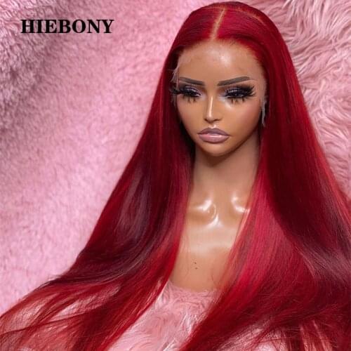 Red Straight Lace Front Human Hair Wigs with Baby Hair Brazilian Hair 13x6 Red Lace Front Wigs Bleached Knots for Black Women