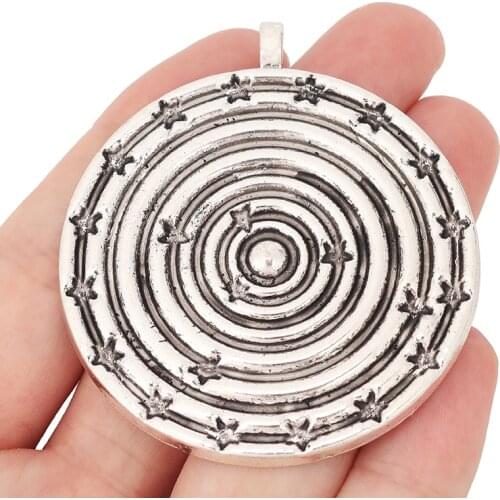 5 x Tibetan Silver Large Tribal Spiral Swirl Round Charms Pendants for Necklace Jewelry Making Findings 62x55mm
