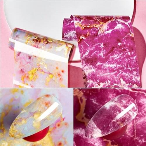 Nail Foil Sticker Set Holographic Marble Starry Sky Adhesive Wraps Transfer Paper Marble Shining Nail Art Decal Gel Slider