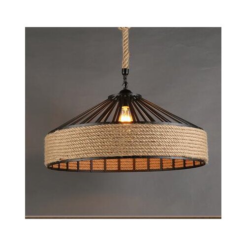 E27 Hemp Rope Restaurant Chandelier Round Wrought Iron LED Creative Iron Chain LED Chandelier Chandeliers Room Decor