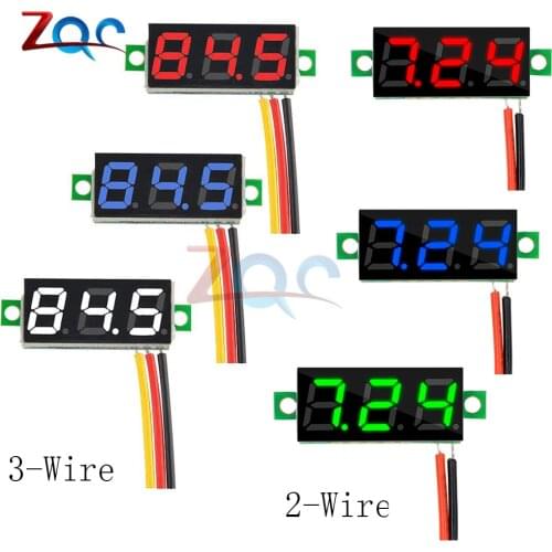 0.28 inch Voltmeter 2 Wires DC 0-100V / 3 Wires 3.5-30V Mini Gauge LED Display Digital Panel Voltage Meter Detector Monitor