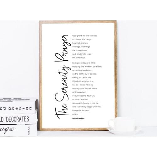 The Serenity Prayer Quote Print Bible Verse Poster Christian Wall Art Canvas Painting Scripture Picture Bedroom Wall Decoration