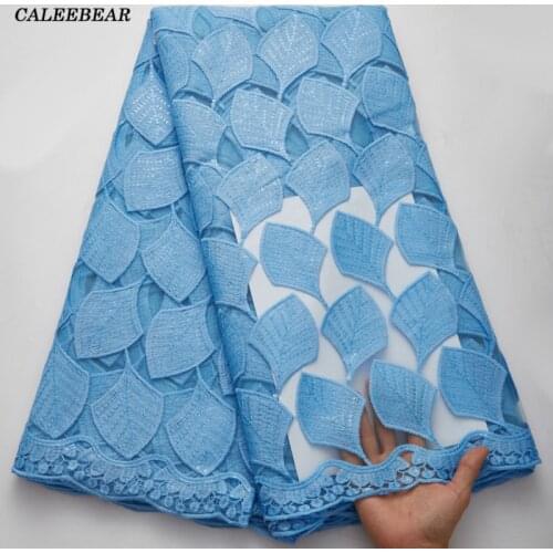 Latest Sky Blue French Tulle Lace Fabric 5 Yards 2021 High Quality Nigerian Wedding Sequin Embroidery African Lace Fabric S2545