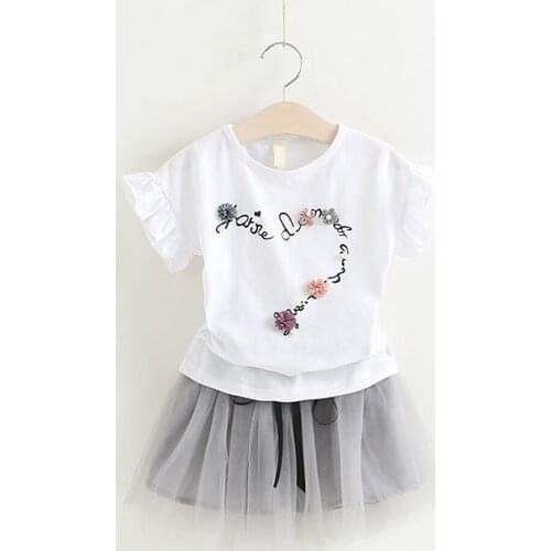 Infant Girls Clothes T-Shirt + Tulle Dress Skirt 2Pcs Baby Kids Clothing Summer Fashion Outfit For 1-5 Years Girls