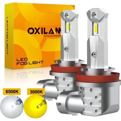 OXILAM 2Pcs CANBUS No Error H11 LED Bulb Car Fog Lamp H10 9006 HB4 H8 LED Driving Daytime Running Lights 6500K Xenon White 3000K