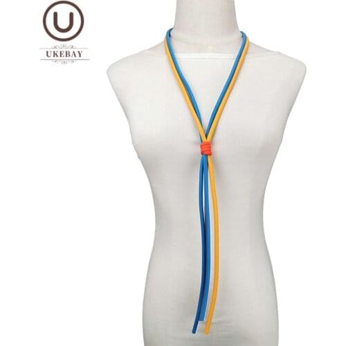 UKEBAY New Handmade Long Tassel Necklaces Women Rubber Necklace Multicolor Jewelry Fashion Clothes Accessories Boho Party Chain