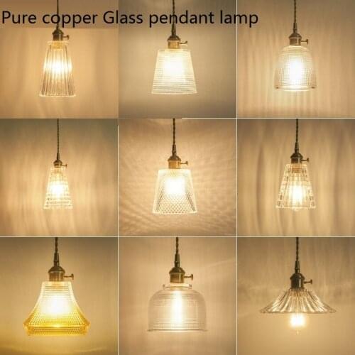 Nordic Loft Style Industrial Vintage LED Pendant Light Fixtures Antique Copper Glass Single Hanging Lamp Deco Indoor Lighting
