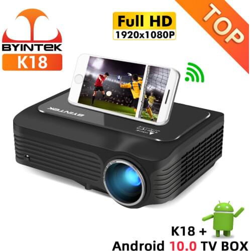BYINTEK MOON K18 Cheapest 1920x1080 Full HD 1080P Mini Portable LCD LED 3D Projector(Optional Android 10 TV BOX for Smartphone)