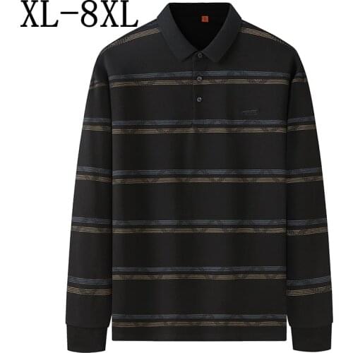 8XL 7XL 6XL 2021 New Autumn Loose Striped Polo Shirt Men High Quality Comfortable Mens Polos Shirts Casual camisa masculina
