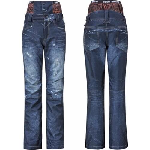 Gsou snow skiing pants womens 2019 winter denim Snowboarding Pants Outdoor Sport waterproof windproof felmale skiing pants