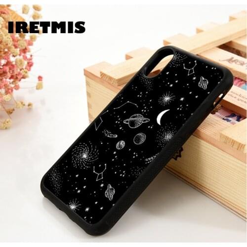 Iretmis 5 5S SE 6 6S Silicone Phone Case Cover for iPhone 7 8 Plus X Xs 11 12 MINI Pro Max XR Planet Moon And Stars Galaxy