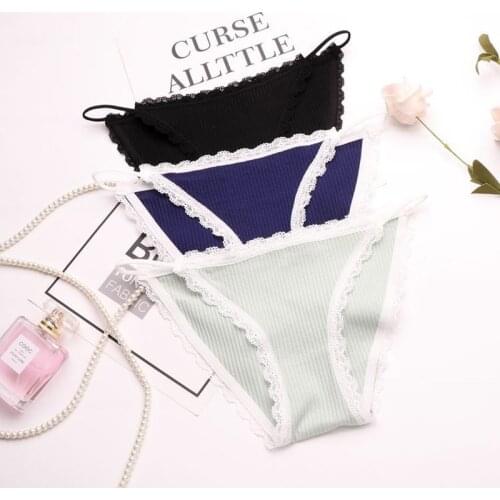 SP&CITY Japan Style Lace Cotton Seamless Panties Cute Soft Girls Underwear Striped Patterned Sexy Briefs Women Lingerie Thongs