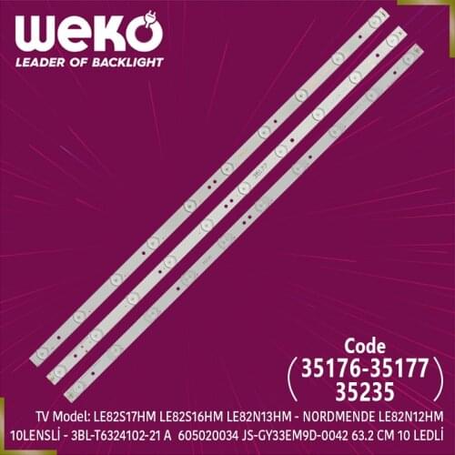 TV LED BAR- 3BL-T6324102-21-41- 3BL-T6324102-002B A-B-C JS-GY33EM9D-0042- JS-GY33EDHD-0056- 63.2 CM 10 LEDS TOTAL 3 PCS