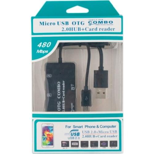 USB-A 2.0 Female ports + 2 x card slots SD / TF + Micro USB Female port + Micro USB Male adapter cable