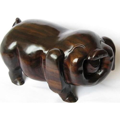 V wood mahogany crafts Wangcai of pig pig Home Furnishing feng shui ornaments large 30cm cute Fu pig
