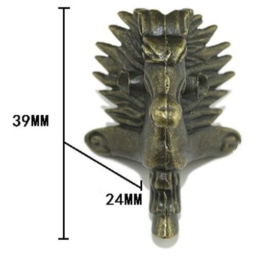 European Vintage Bronze Horse Head Chinese Jewelry Box Wooden Case Decorative Feet Leg Corner Alloy Protector,39*24mm,20Pcs