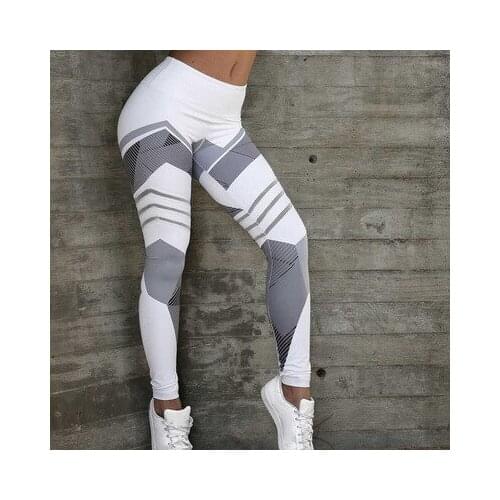 Women Quick Dry Sport Fitness Leggins Geometric Printed Sports Pants Yoga Pants Leggings Slim Tights Trousers For Women