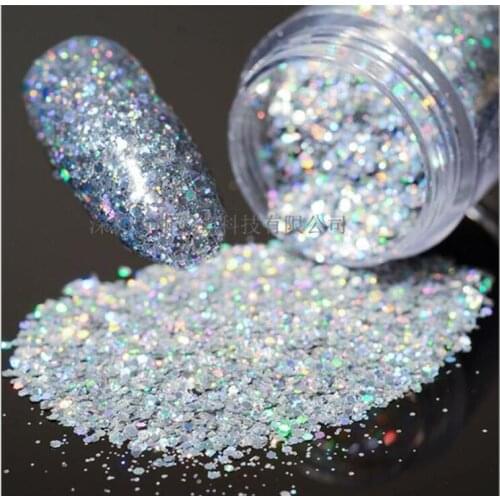 10ml 1box galaxy glitter confetti,loose glitter,mix silver holographic glitters sparkling glue glitter For Festival And Nail Art