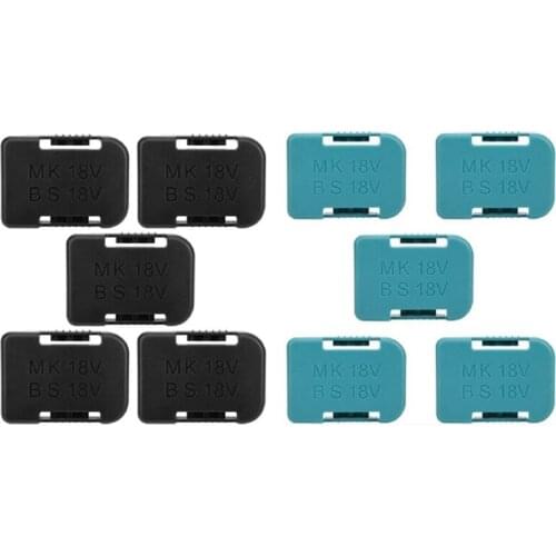 10-Piece Battery Storage Rack and Battery Holder Box for Makita 18V Fixture 2-Color Combination Set (Black and Blue)