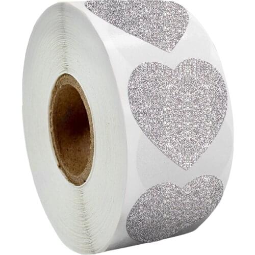 100-300pcs Diamond frosted shiny sticker heart shape labels for package wedding decoration thank you sticker stationery supply