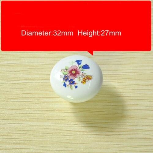 New 2pcs Ceramic Cabinet Drawer Knobs Cupboard Knob Wardrobe Handles Bedroom Flower Closet Knobs Dresser Pulls Shoesbox Pulls